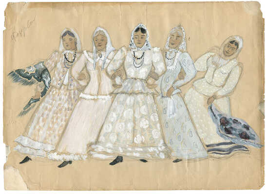 Неизвестный художник. Три эскиза костюмов к опере «Тихий Дон» 